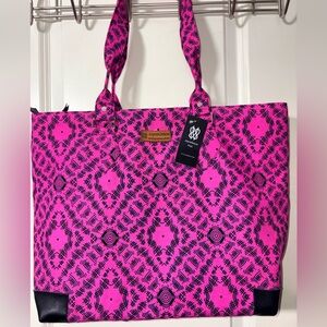 🩷🖤 JoyceGrace Handmade African Print Pink Tote Bag | Artisan Zip Tote